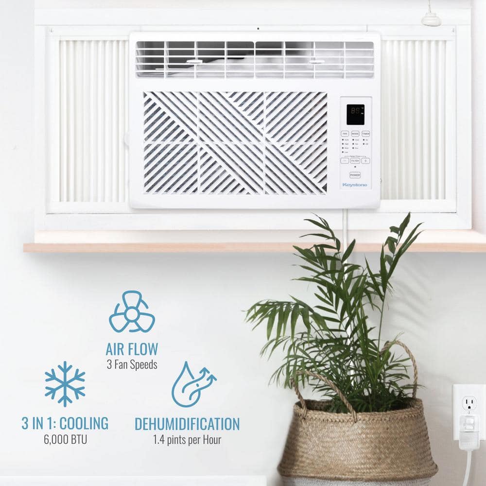 White 6000 BTU Window Mounted Air Conditioner with Remote Control
