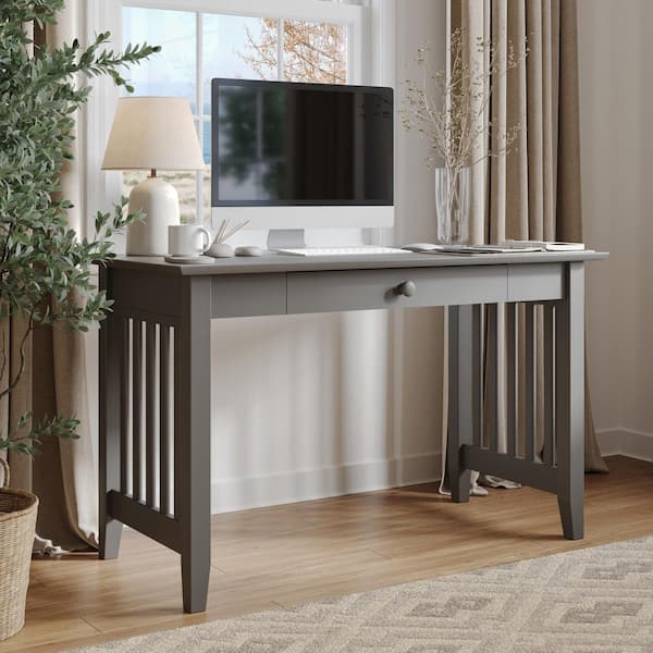 48 in. Rectangular Grey Solid Wood 1 -Drawer Writing Computer Desk with Storage