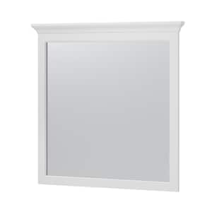 Hollis/Lawson 32 in. W x 32 in. H Large Square Wood Framed Flush Mount Bathroom Vanity Mirror in White