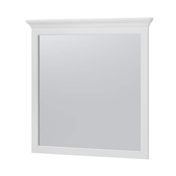 Foremost Hollis/Lawson 32 in. W x 32 in. H Large Square Wood Framed Flush Mount Bathroom Vanity Mirror in White