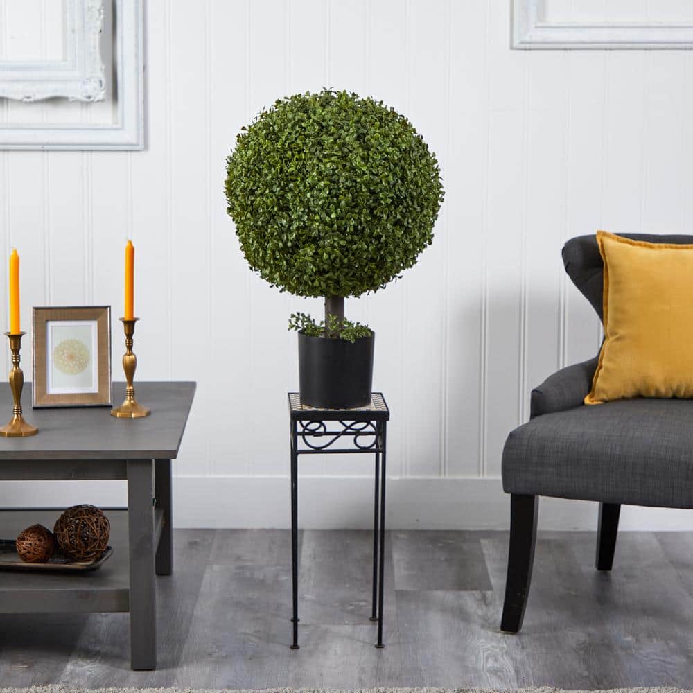 27-Inch Green Plastic Boxwood Ball Topiary with Pot