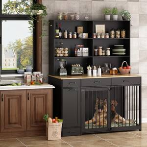 WIAWG Large Dog Crate Storage Cabinet, Wooden Heavy Duty Dog Crate ... - Wall Mount Dog Crate Storage Systems