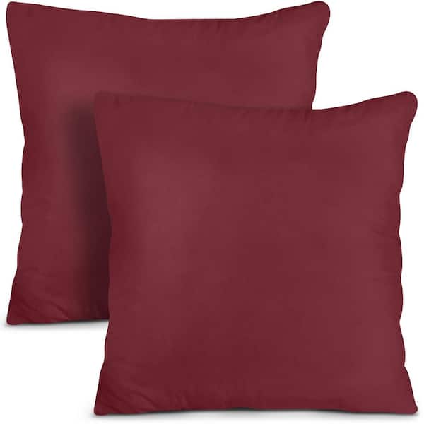 Afoxsos 16 x 16 Outdoor Couch Cushion Insert, Throw Pillows Wine Red Cushion for Indoor/Outdoor Decorative Pillows-(Pack of 2)