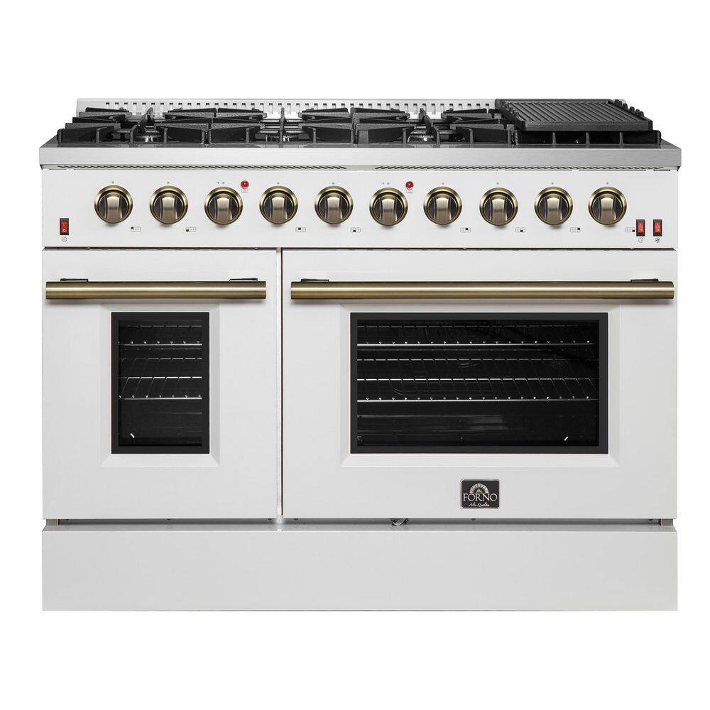 48 in. 6.58 cu. ft. Freestanding Double Oven Gas Range with 8 Italian Burners in. Stainless Steel with White Door price history on PriceWatchPro