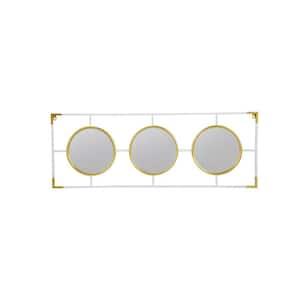 Anky 43.3 in. W x 15.7 in. H Iron Framed Gold+White Wall Mounted Decorative Mirror
