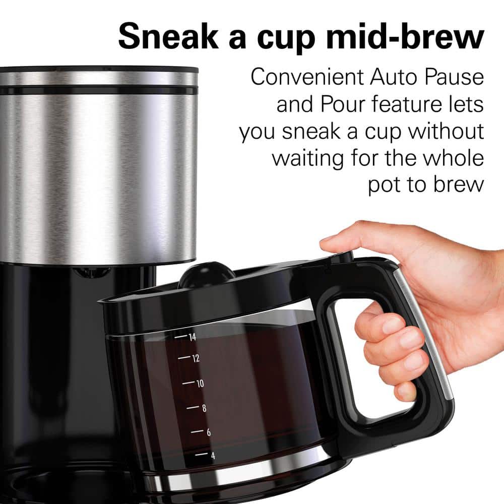 Hamilton Beach 14-Cup Black and Stainless Steel Coffee Maker