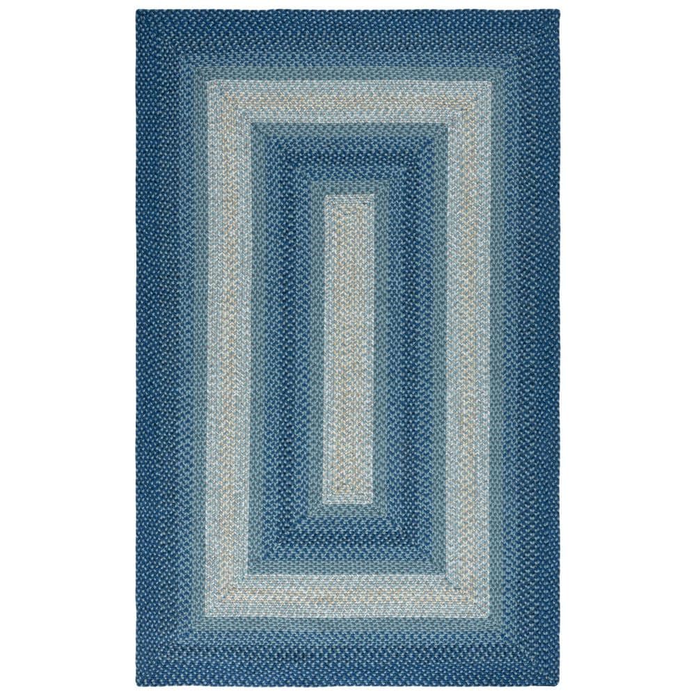 Braided Navy/Gray 4 ft. x 6 ft. Machine Washable Border Solid Color Interlace Area Rug price history on PriceWatchPro
