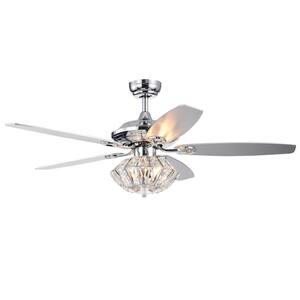 Makore 52 in. Indoor Chrome Finsh Remote Controlled Ceiling Fan with Light Kit