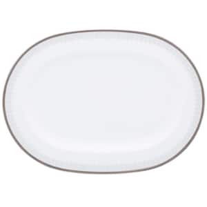 Silver Colonnade 14 in. (White) Porcelain Oval Platter