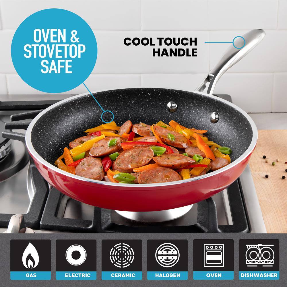 Granitestone 20-Piece Red Nonstick Aluminum Cookware and Bakeware Set