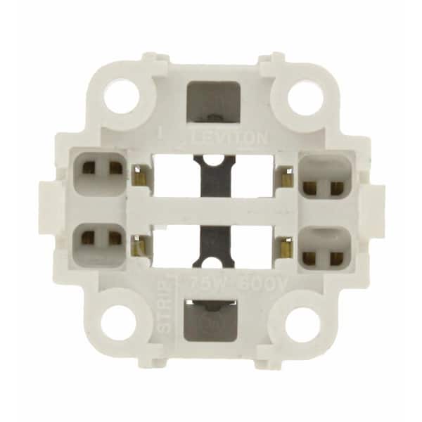 Leviton 75W G24q-2 Lamp Base 18W 4-Pin Snap-In Compact Fluorescent Lampholder, White with Green 26725-402