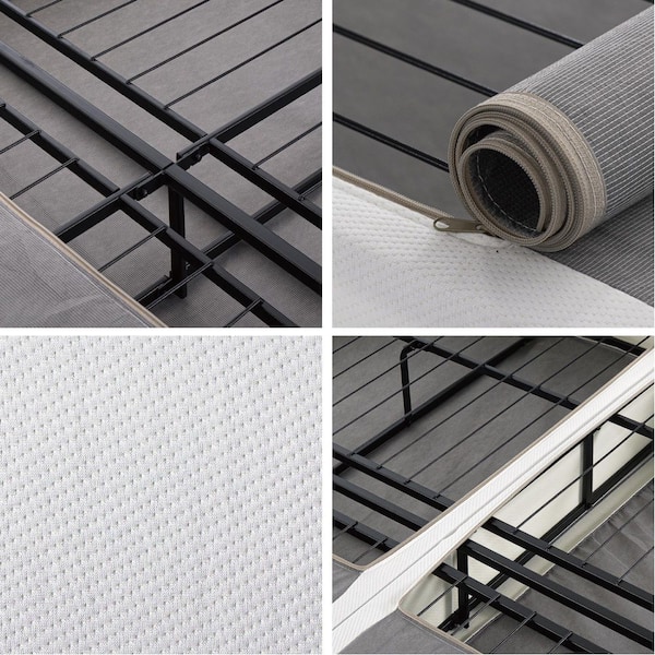 Zinus No Assembly King - Split White Metal Box Spring 9 in Zinus No Assembly King - Split White Metal Box Spring 9 in