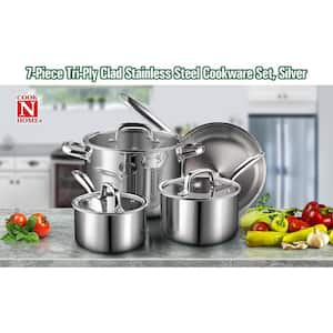 7-Piece Tri-Ply Clad Stainless Steel Cookware Set