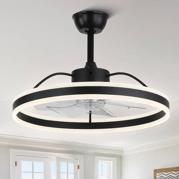 Oaks Aura Cotti 24 in. Indoor Black Modern Smart Ceiling Fan with Lights, 6- Speed 3 Color Ceiling Fan with Remote & Downrod