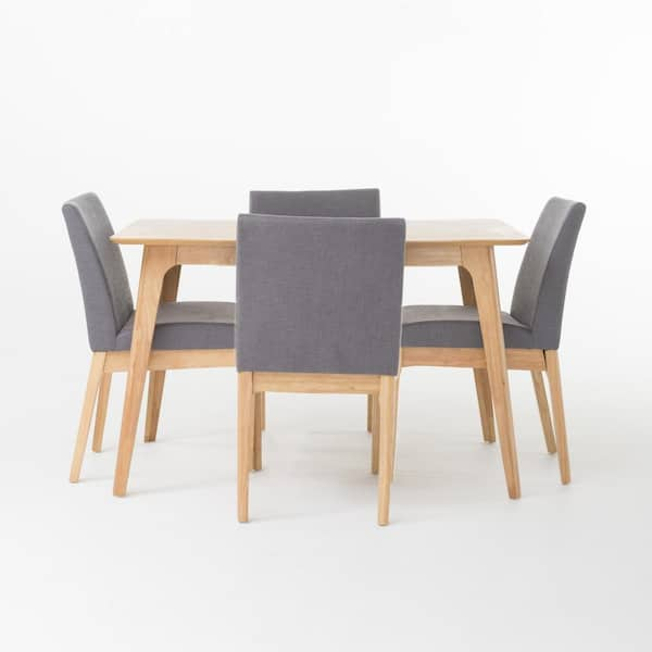 Noble House Kwame 5-Piece Dark Grey Fabric Dining Set