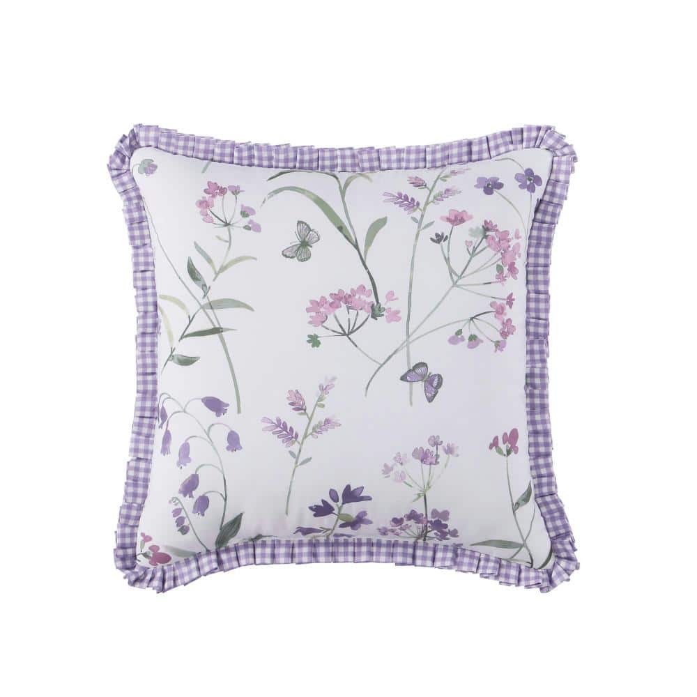 Nola Lilac Polyester Floral 18 in. sq. Decorative Throw Pillow 18 in. L x 1