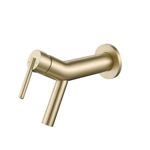 Single Handle Wall Mounted Bathroom Faucet, Bathroom Lavatory Vessel Faucets with Brass Rough-in Valve in Brushed Gold