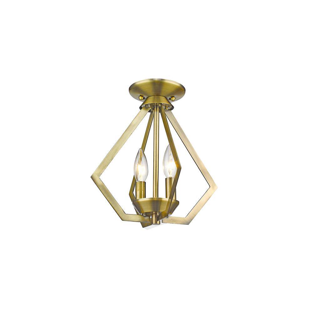 Mini Geometric Brass Pendant Light with Steel Frame