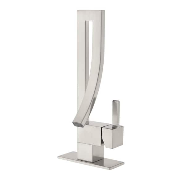 Flynama 13.6 in. Single-Handle Single-Hole Bathroom Faucet in Brushed Nickel
