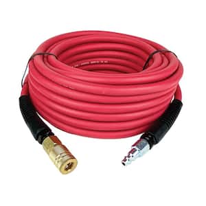 1/4 in. x 50 ft. Premium Hybrid Air Hose with Industrial Coupler and Plug - Red