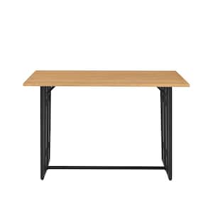 47 in. Light Ash/Black Rectangle Veneer-Top and Metal-Leg Modern Convertible Drop-Leaf Console Table