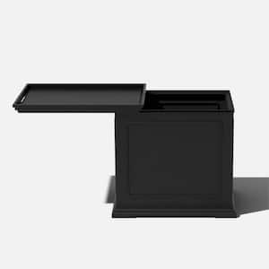Rectangular Black Plastic 22 in. Height Outdoor Tray Side table