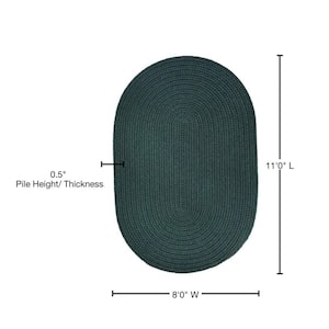 Texturized Solid Spruce Green Poly 8 ft. x 11 ft. Oval Braided Area Rug