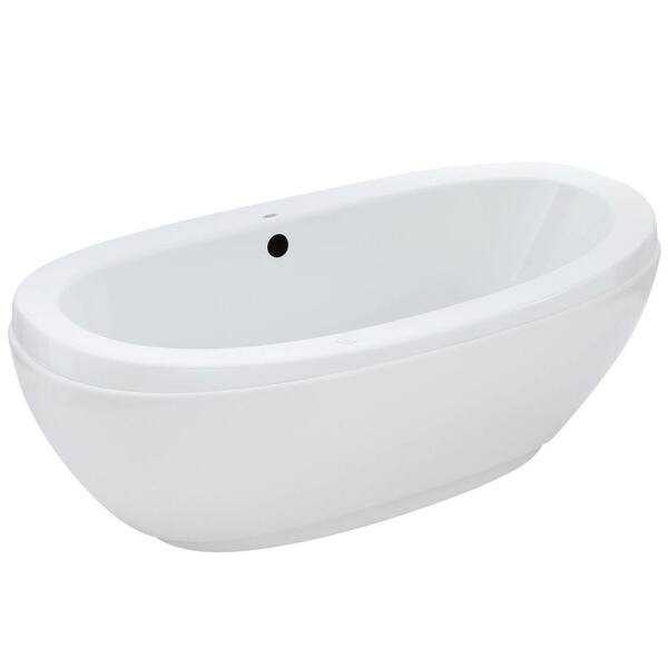 MAAX Romance 66 in. Acrylic Center Drain Air Bath Flatbottom Freestanding Bathtub in White