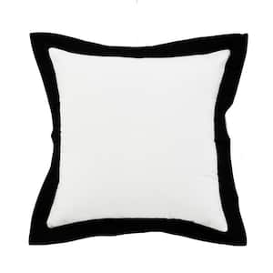 Empire White /Black Border Soft Poly-Fill 20 in. x 20 in. Throw Pillow