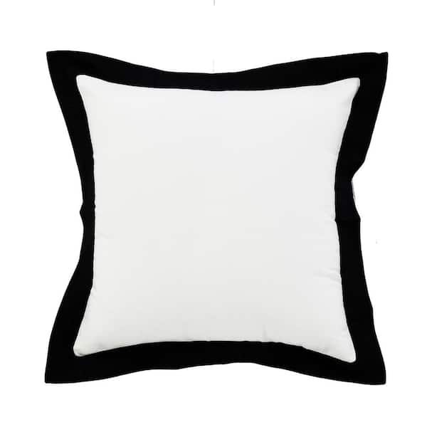 LR Home Empire White /Black Border Soft Poly-Fill 20 in. x 20 in. Throw Pillow
