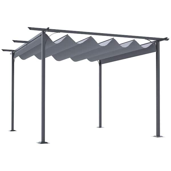 Outsunny 11.5 ft. x 11.5 ft. Retractable Pergola Canopy for Garden, Grill, Patio