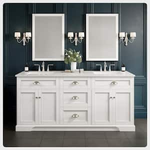 Epic 72 in. W x 22 in. D x 34 in. H Double Bathroom Vanity in White with White Quartz Top with White Sinks