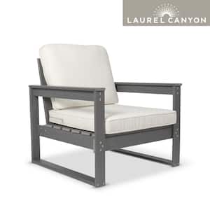 Slate Grey HDPE Recycled Plastic Outdoor Club Lounge Chair with Cushion