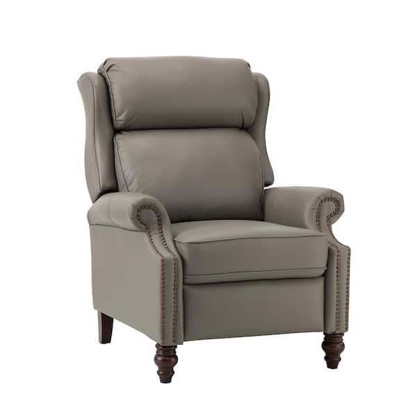 Medusaeus Dove Genuine Leather Manual Recliner with Solid Wood Legs
