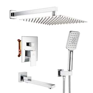 1-Handle 3-Spray Pattern 10 in. Wall Mount Shower Set Shower Head, Tub and Shower Faucet, Chrome (Valve Included)
