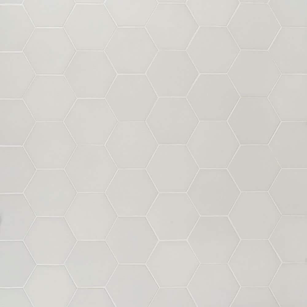 Triton Beige Glossy Hexagon Porcelain Shower Tile