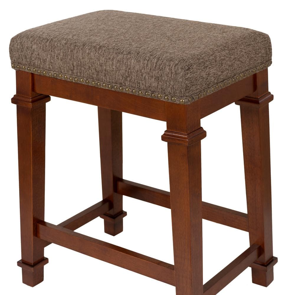 Kennedy Backless Walnut Brown Wood Counter Stool