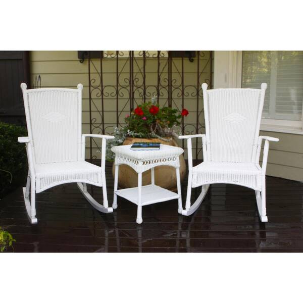 White wicker porch online set