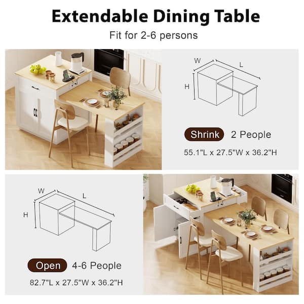 Xspracer Oasis White Wood 82.7 in. Kitchen Island with Xspracer Oasis White Wood 82.7 in. Kitchen Island with