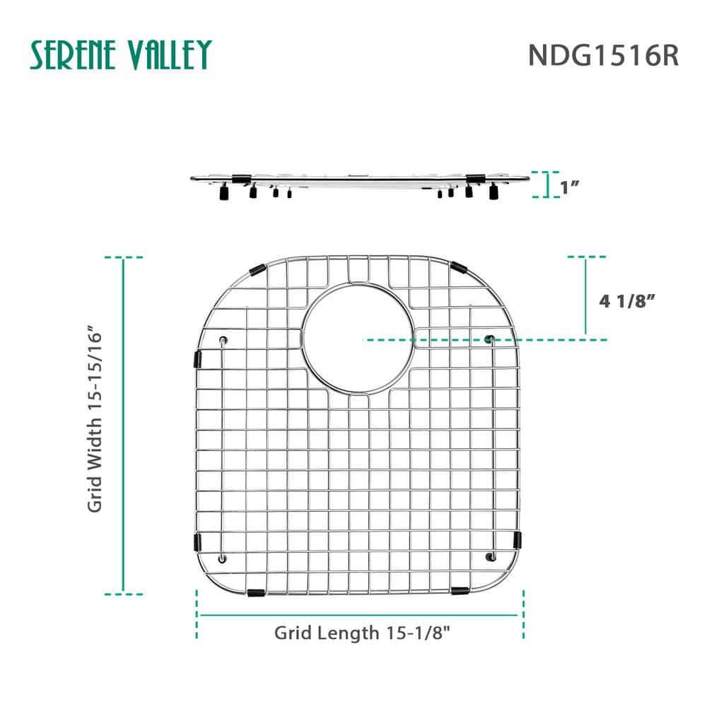 Heavy-Duty Stainless Steel Sink Grid with Rear Drain