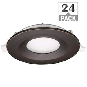 3 in. Adjustable CCT Integrated LED Canless Recessed Light Oil Rubbed Bronze Trim Kit 550 Lum Kitchen Bathroom (24-Pack)