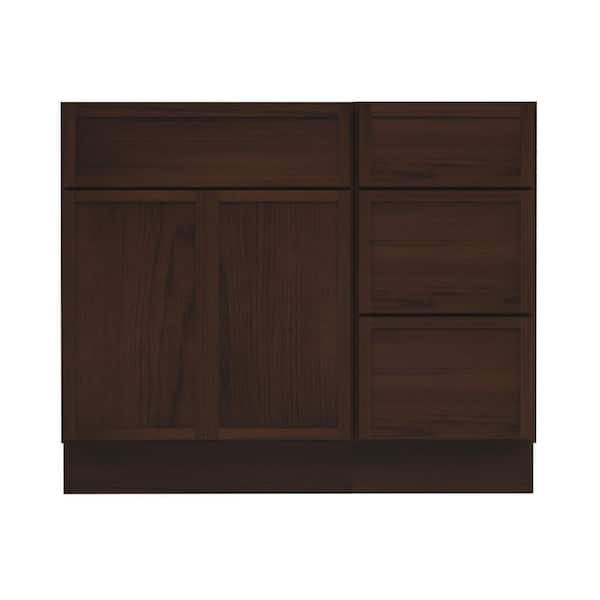 39 in. W x 21 in. D x 32.5 in. H Bath Vanity Cabinet without Top in Brown