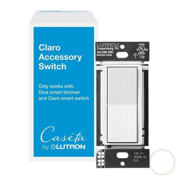 Claro Smart Accessory Switch (4-Count), for use with Diva Smart Dimmer/Claro Smart Switch, White (DVRF-AS-WH)