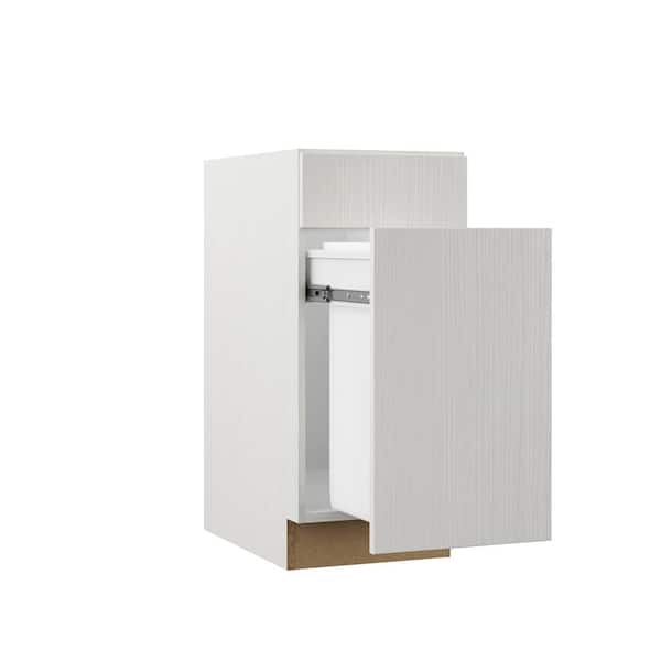 Hampton Bay Designer Series Edgeley Assembled 15x34.5x23.75 in. Pull Out Trash Can Base Kitchen Cabinet in Glacier