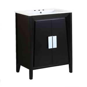 Clara 24 in. W x 18 in. D x 33 in. H Single Vanity in Dark Espresso with Ceramic Vanity Top in White with White Basin