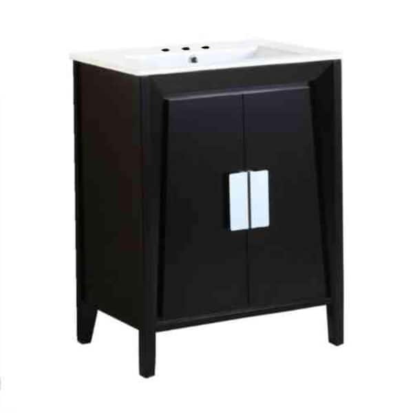 Bellaterra Home Clara 24 in. W x 18 in. D x 33 in. H Single Vanity in Dark Espresso with Ceramic Vanity Top in White with White Basin