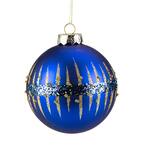 4 in. Purple Glass Christmas Ball Ornament with Gold Stripes