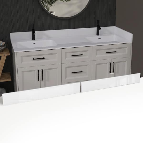 72 in. W x 4 in. H Solid Surface Resin Bathroom Vanity Backsplash Splash Guard in Pure White (2-Pieces of 36 in. )