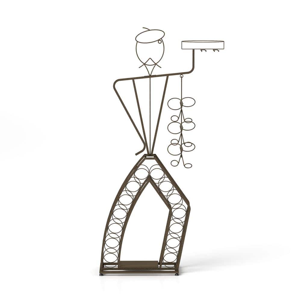 Unique Waiter Design Metal Wine Bakers Rack with Storage Bottle for Home Ki