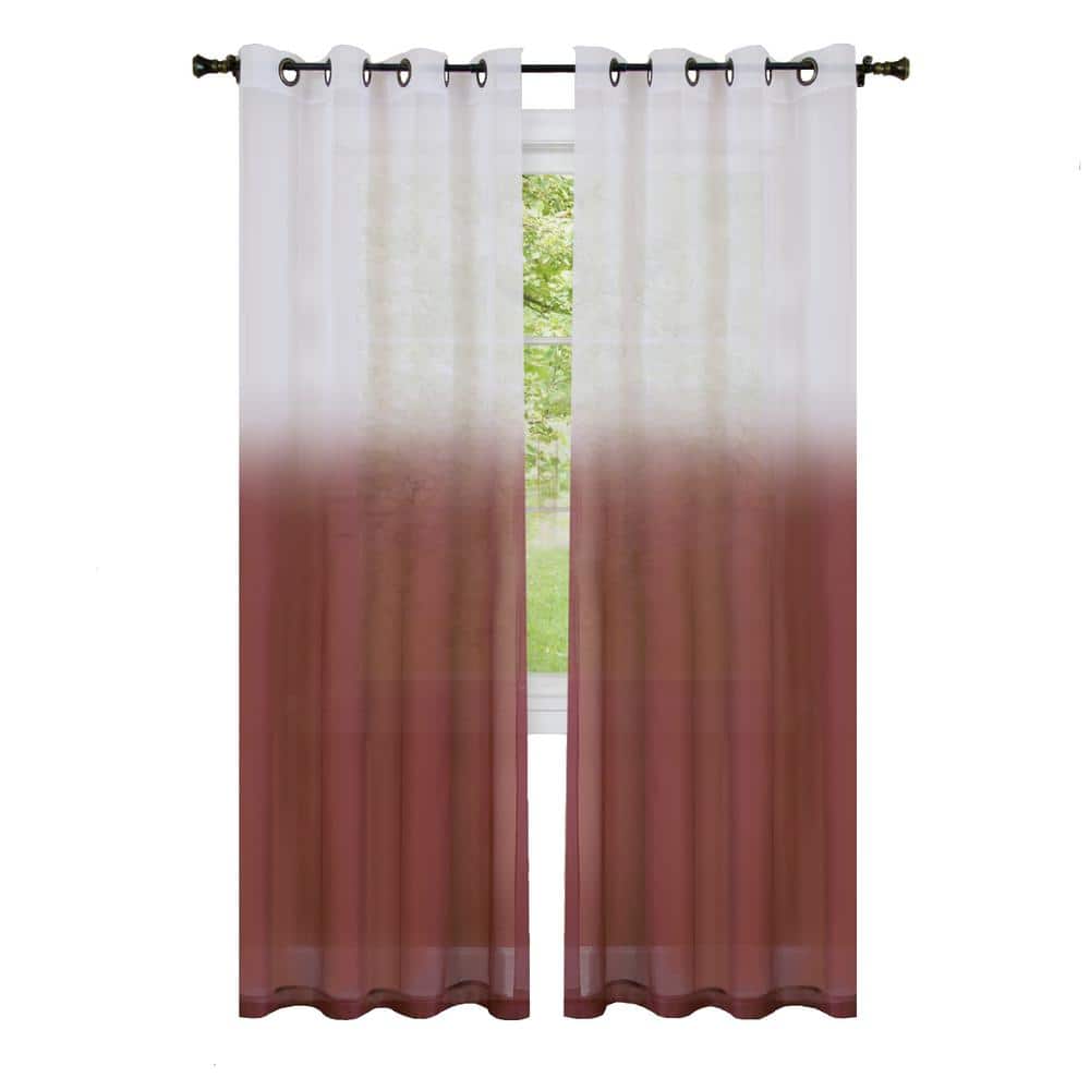 Burgundy Ombre Sheer Polyester Ground Length Window Panel